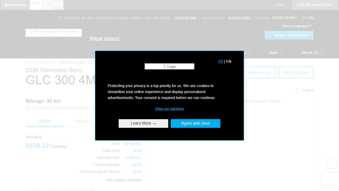 Mercedes-Benz West Island 2026 Mercedes-Benz GLC 300 4MATIC #260245 in Dollard-des-Ormeaux